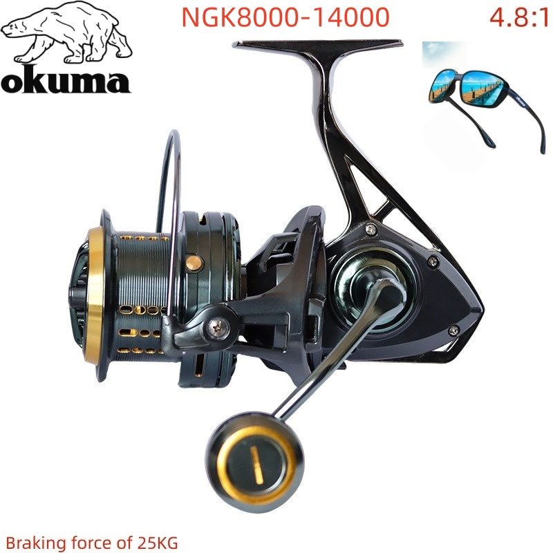 Daiwa Reel Bg - Рыболовная катушка OKUMA 8000-14000, металлическая, для